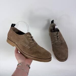 AllSaints Derby Shoes Men's 10 Taupe Suede Leather Plain Toe Lace-Up Low Top